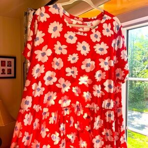 LuLaRoe Ariel tired dress 2x Red Poppy Flowers ADORABLE!